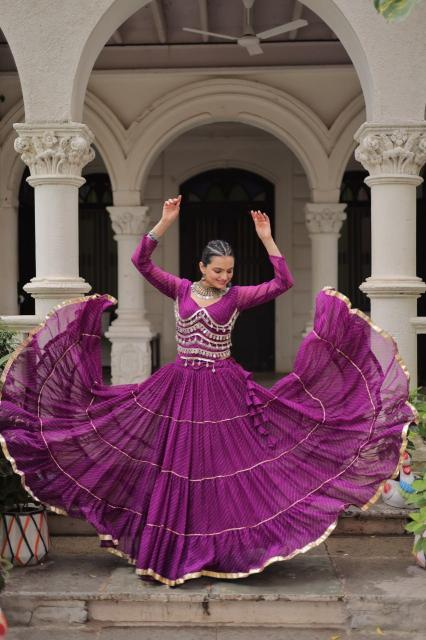 NAVRATRI KA 5047 Leheriya Purple Party wear lehenga choli in Pune